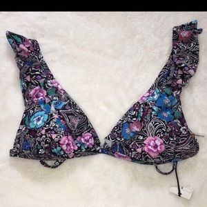 🌸Shade & Shore Black Floral Bikini Top